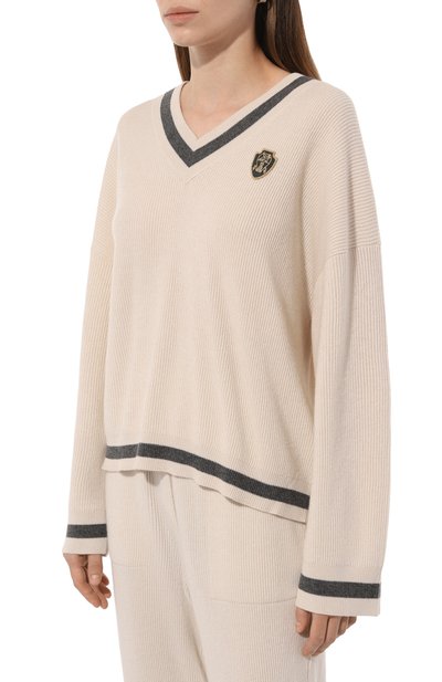 Кашемировый пуловер BRUNELLO CUCINELLI кремового цвета по цене 255000 руб., арт. M12192602, фото 3 Кашемировый пуловер BRUNELLO CUCINELLI, арт. M12192602, фото 3