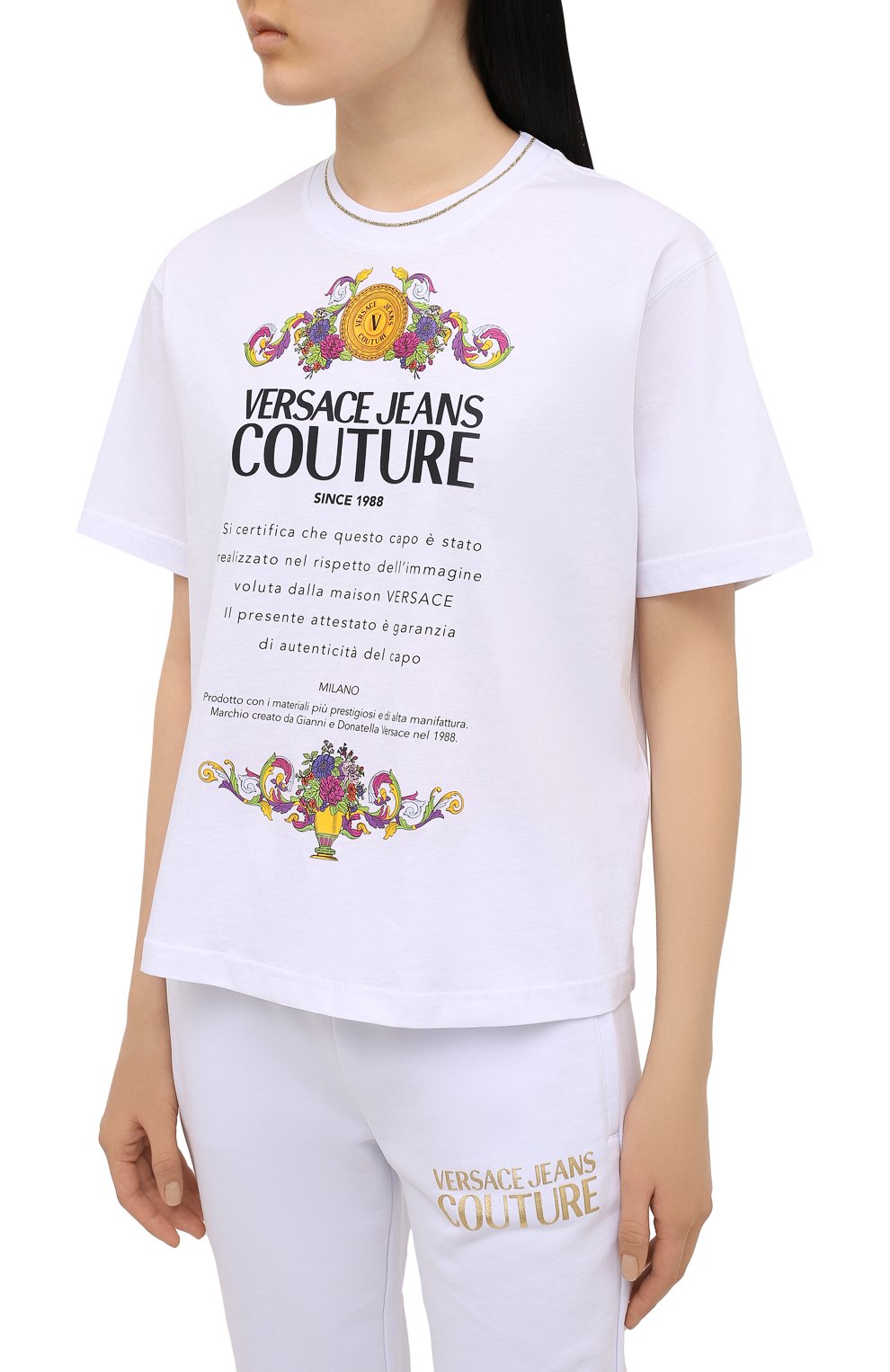 Хлопковая футболка VERSACE JEANS COUTURE белого цвета по цене 12450 руб., арт. B2HWA7TE-WDP614 34/30319, фото 3 Хлопковая футболка VERSACE JEANS COUTURE, арт. B2HWA7TE-WDP614 34/30319, фото 3