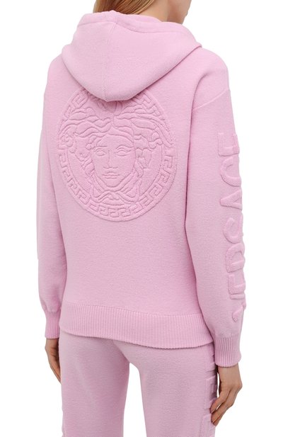 Кардиган из шерсти и кашемира VERSACE светло-розового цвета по цене 152000 руб., арт. 1000908/1A00747, фото 4 Кардиган из шерсти и кашемира VERSACE, арт. 1000908/1A00747, фото 4