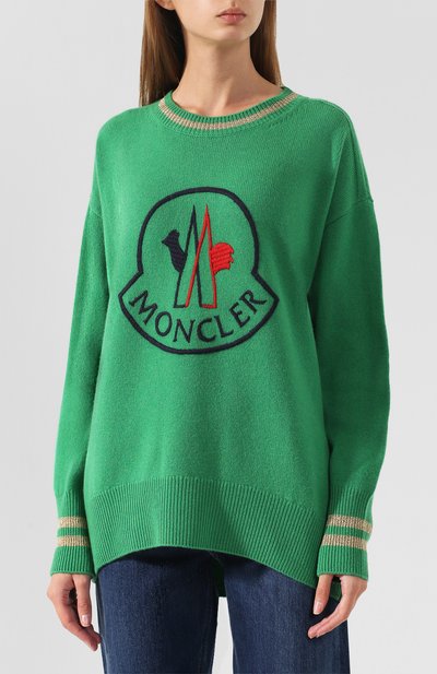Пуловер из смеси шерсти и кашемира MONCLER зеленого цвета по цене 39400 руб., арт. D2-093-90508-50-9489Y, фото 3 Пуловер из смеси шерсти и кашемира MONCLER, арт. D2-093-90508-50-9489Y, фото 3