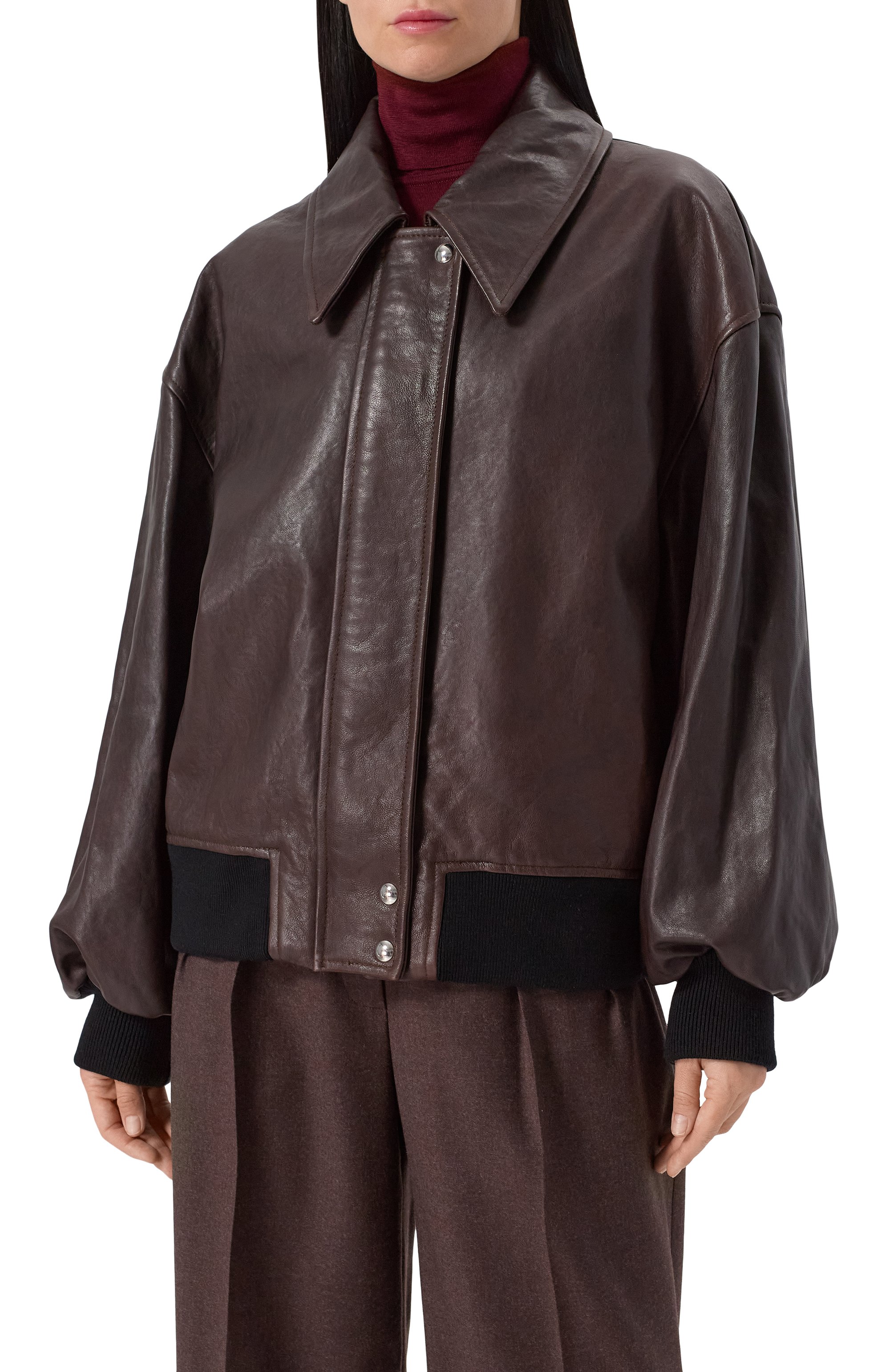 Кожаный бомбер KHAITE коричневого цвета по цене 593000 руб., арт. 6166729/L792, фото 3 Кожаный бомбер KHAITE, арт. 6166729/L792, фото 3