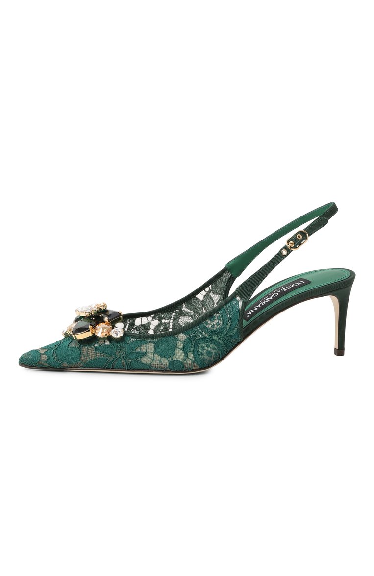 Женские текстильные туфли rainbow 60 DOLCE & GABBANA зеленого цвета, арт. CG0711/AQ074 | Фото 4 (Каблук высота: Средний; Материал внешний: Текстиль; Материал внутренний: Текстиль; Подошва: Плоская; Женское Кросс-КТ: Слингбэки; Каблук тип: Шпилька; Автоматизация ТО: Проставлено; Автоматизация состава: Проставлено; Размерность: Товар большемерит)