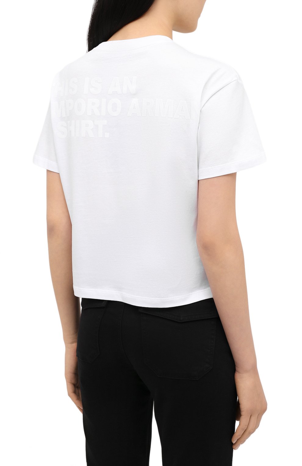 Хлопковая футболка EMPORIO ARMANI белого цвета по цене 13650 руб., арт. 3K2T7X/2J53Z, фото 4 Хлопковая футболка EMPORIO ARMANI, арт. 3K2T7X/2J53Z, фото 4