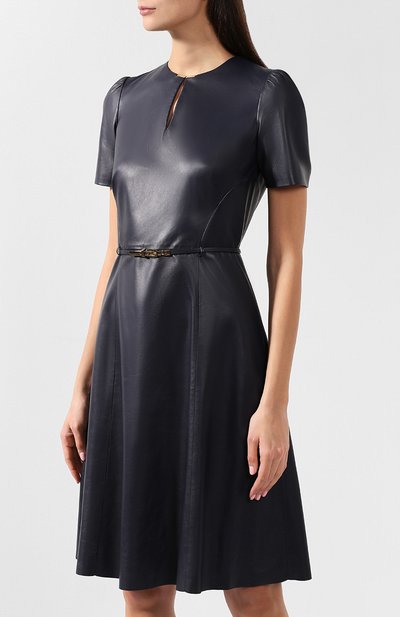 Кожаное платье с поясом RALPH LAUREN синего цвета по цене 441000 руб., арт. 290740160, фото 3 Кожаное платье с поясом RALPH LAUREN, арт. 290740160, фото 3