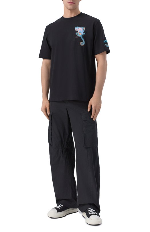 Хлопковая футболка Iceberg F028/627A Чёрный  F028/627A Фото 2