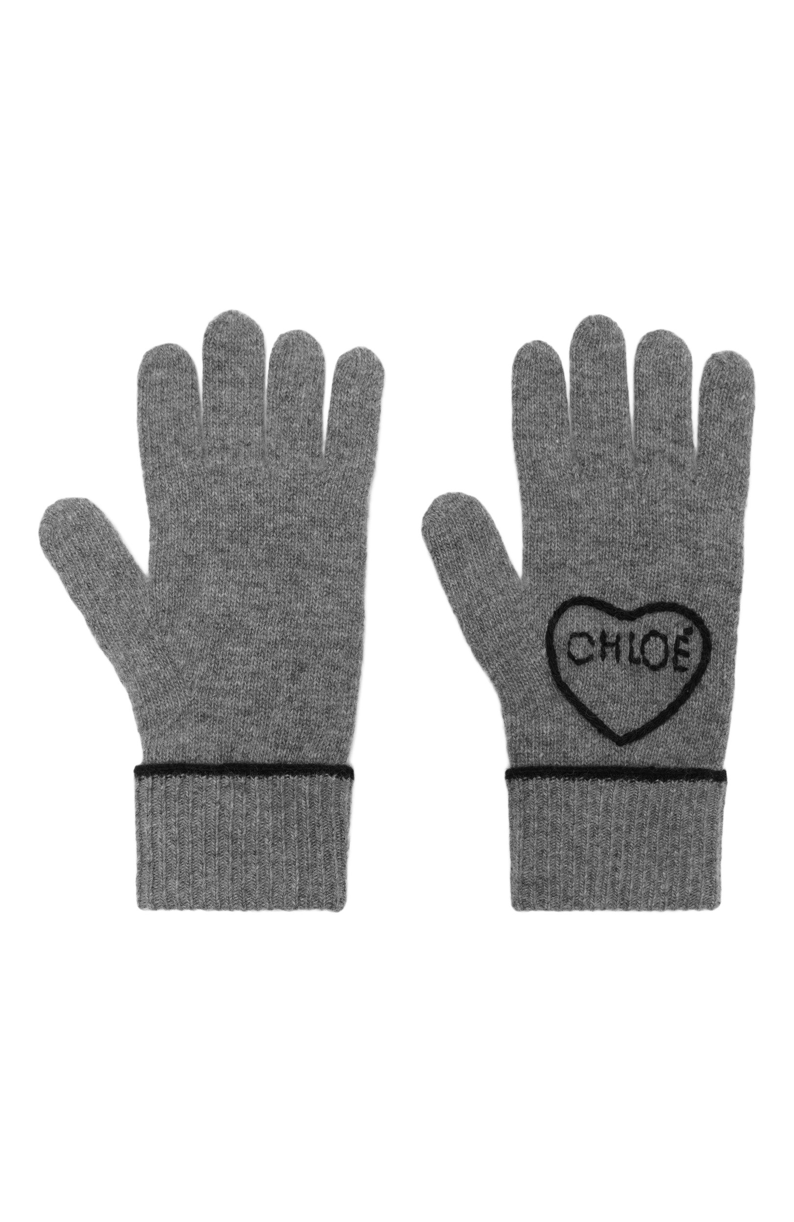 Шерстяные перчатки CHLOÉ серого цвета по цене 44500 руб., арт. CH26SKG02WCS, фото 2 Шерстяные перчатки CHLOÉ, арт. CH26SKG02WCS, фото 2
