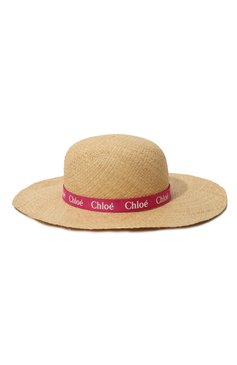 Детская шляпа CHLOÉ бежевого цвета, арт. C20050 | Фото 1 (Нос: Не проставлено; Материал сплава: Проставлено; Материал: Рафия)