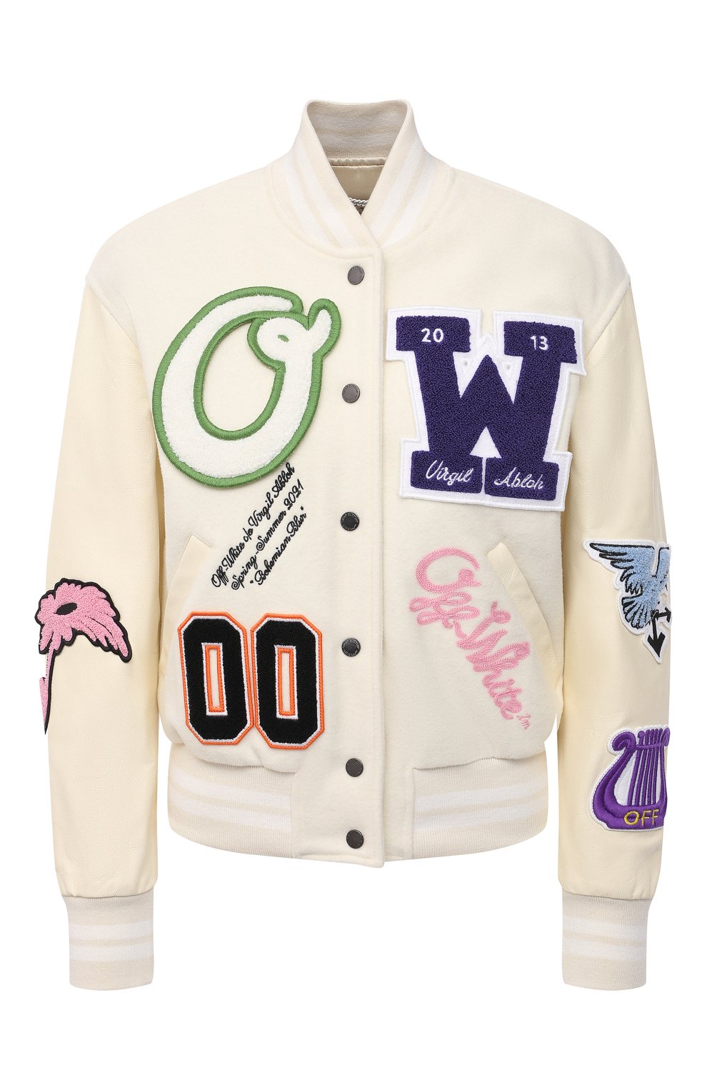 Шерстяной бомбер OFF-WHITE бежевого цвета по цене 217500 руб., арт. 0WEA129R21FAB001, фото 1 Шерстяной бомбер OFF-WHITE, арт. 0WEA129R21FAB001, фото 1