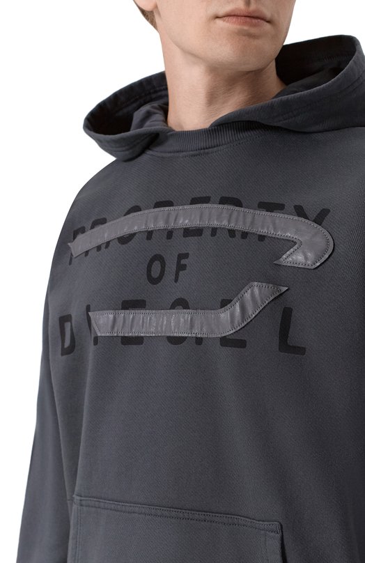 Хлопковое худи Diesel A21029/0JMBI Серый  A21029/0JMBI Фото 5