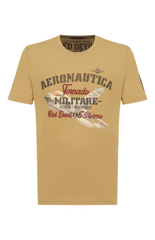 Хлопковая футболка Aeronautica Militare 251TS2406J641 Бежевый 251TS2406J641