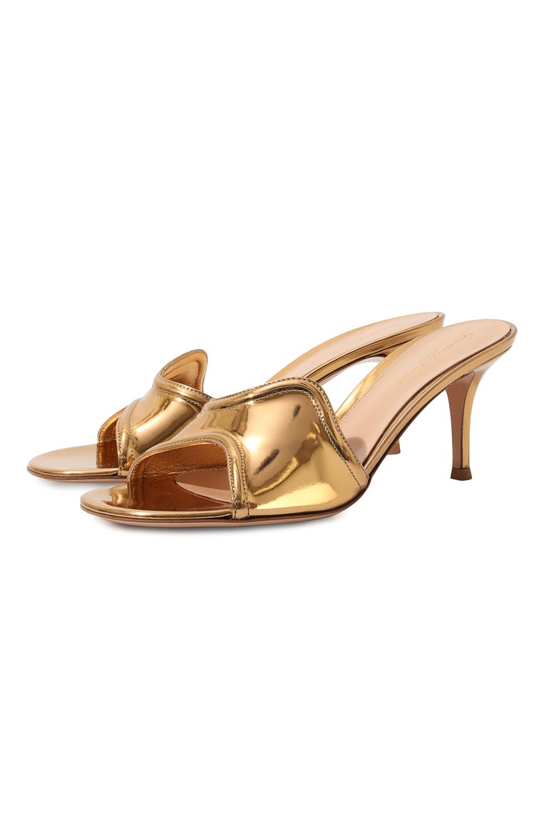 Женские кожаные мюли lucrezia 70 GIANVITO ROSSI золотого цвета, арт. G15070.70RIC.METMEK0 | Фото 1 (Материал внутренний: Натуральная кожа; Каблук высота: Высокий; Подошва: Плоская; Каблук тип: Шпилька; Материал внешний: Натуральная кожа)