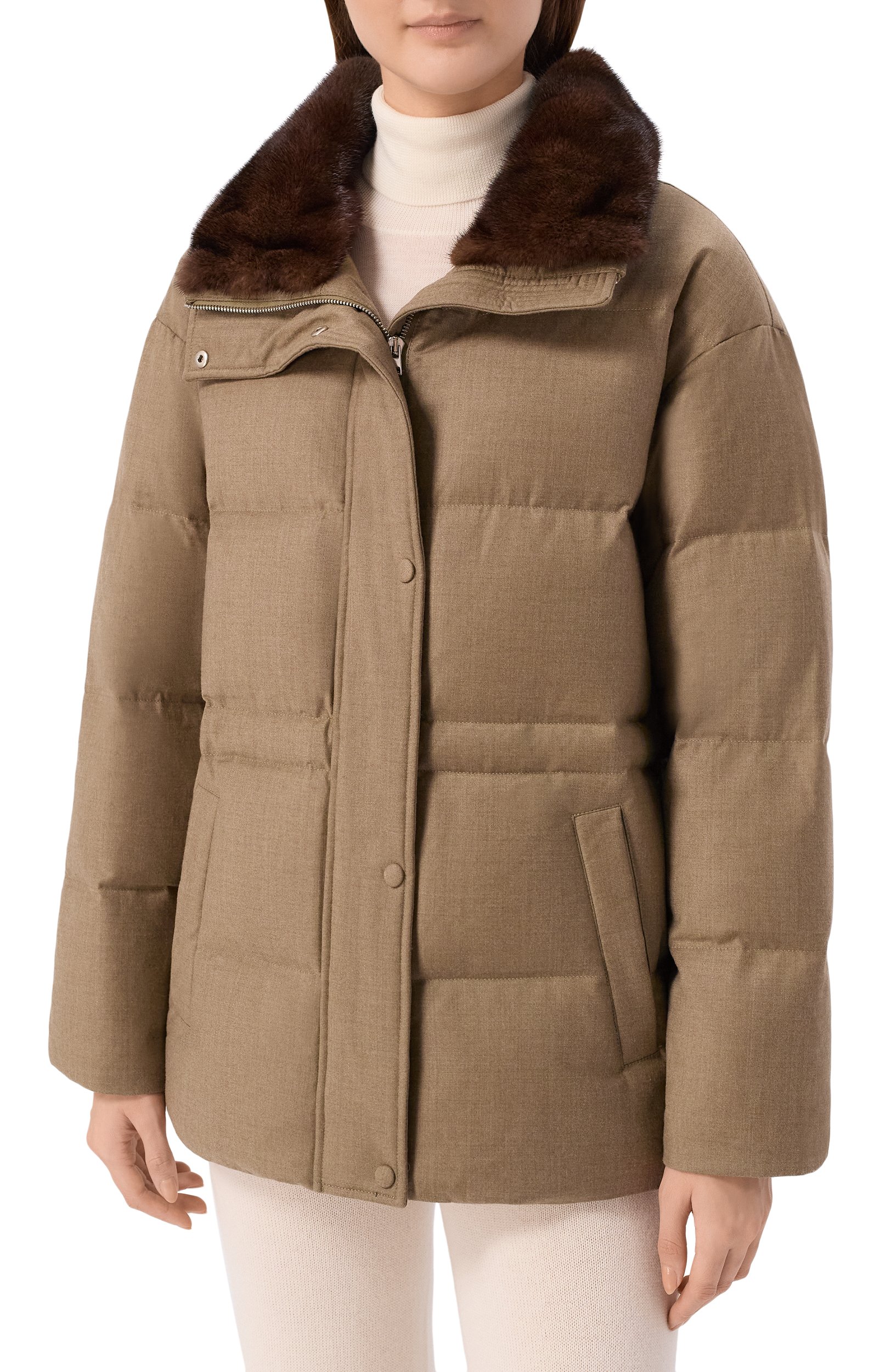 Пуховик из шерсти и шелка с отделкой из норки YVES SALOMON, арт. 27WYV06772W02W, фото 3