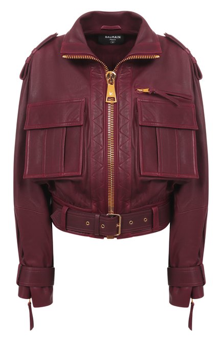 Женская кожаная куртка BALMAIN, арт. FF0TF510/LE05
