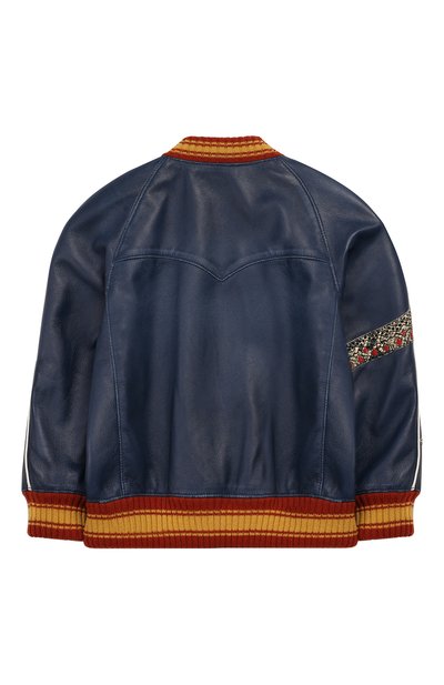 Кожаный бомбер GUCCI синего цвета по цене 321000 руб., арт. 571473/XNAGI, фото 2 Кожаный бомбер GUCCI, арт. 571473/XNAGI, фото 2