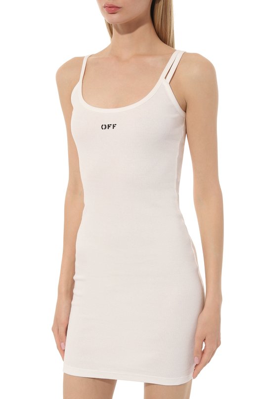 Хлопковое платье Off-White OWDB304C99JER0010110 Белый  OWDB304C99JER0010110 Фото 3