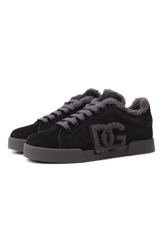 Замшевые кеды Portofino Light Dolce & Gabbana CK2374/AJ222 Чёрный CK2374/AJ222