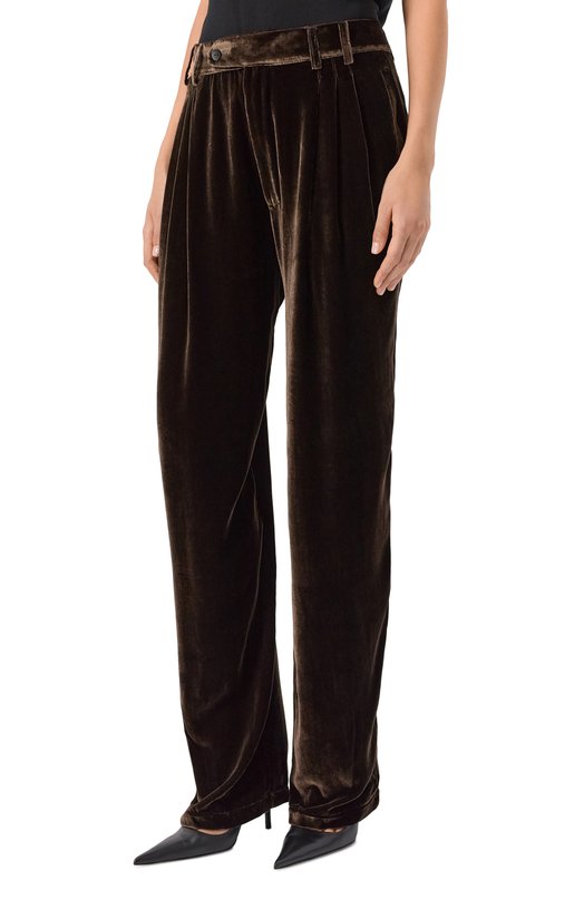 Бархатные брюки Andrea Ya'aqov 25WVEL24/SILK VISC0SE Коричневый  25WVEL24/SILK VISC0SE Фото 3