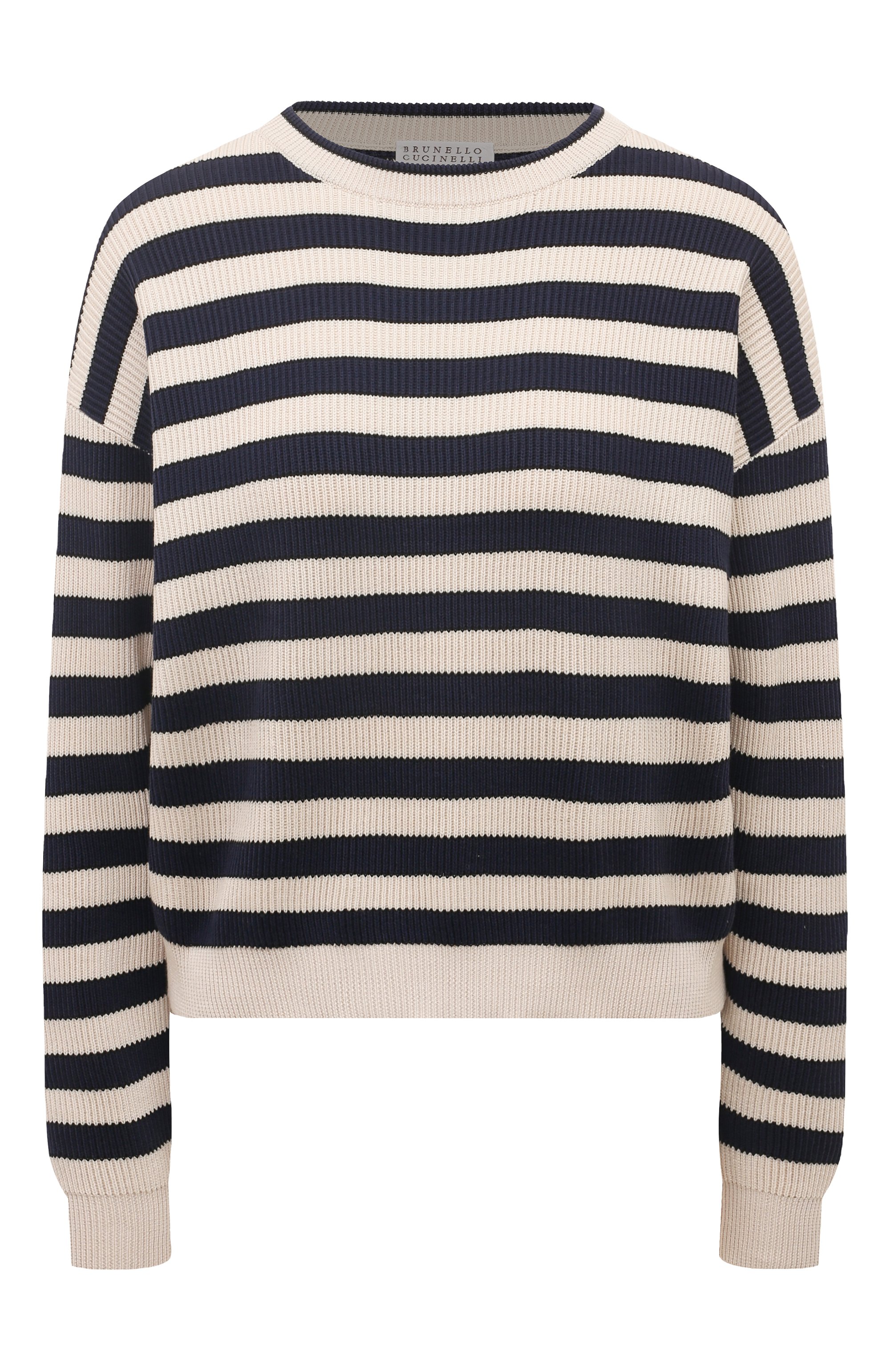 Хлопковый пуловер BRUNELLO CUCINELLI синего цвета по цене 154000 руб., арт. M1919B1331, фото 1 Хлопковый пуловер BRUNELLO CUCINELLI, арт. M1919B1331, фото 1