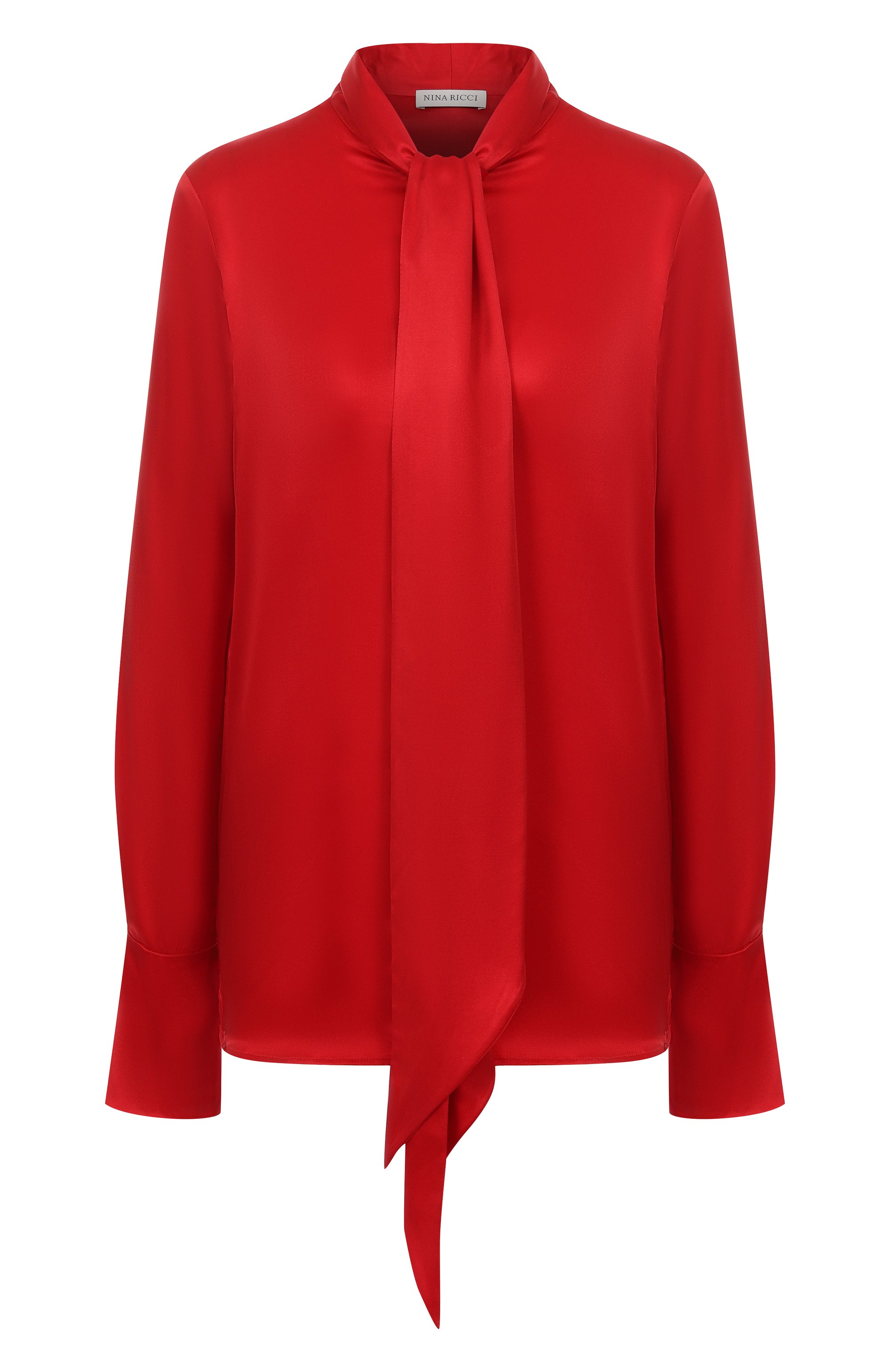 Атласная блузка NINA RICCI красного цвета по цене 99500 руб., арт. 25ACT0001/VI0530, фото 1 Атласная блузка NINA RICCI, арт. 25ACT0001/VI0530, фото 1