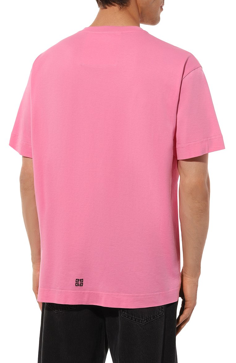 Мужская хлопковая футболка GIVENCHY розового цвета, арт. BM71CW/3Y6B | Фото 4 (Рукава: Короткие; Длина (для топов): Стандартные; Материал внешний: Хлопок; Стили: Спорт-шик; Принт: С принтом; Кросс-КТ: Джерси; Мужское Кросс-КТ: Футболка-одежда)