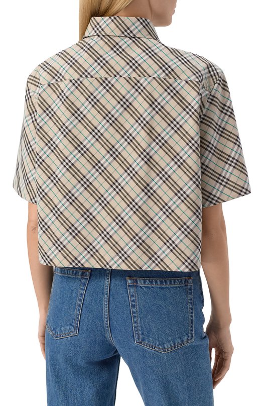 Хлопковая рубашка Burberry 8101121 Бежевый  8101121 Фото 4