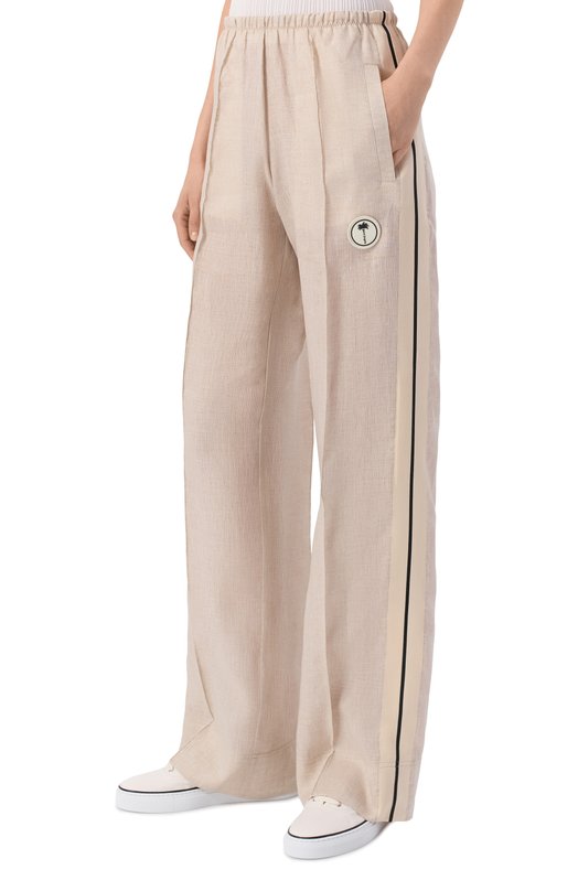 Льняные брюки Palm Angels PWCJ03CS26FAB001 Бежевый  PWCJ03CS26FAB001 Фото 3