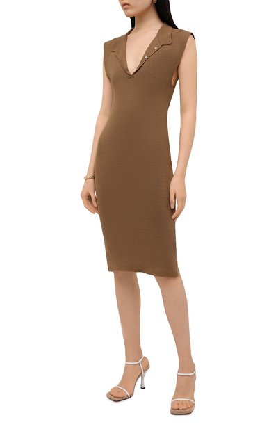 Льняное платье JACQUEMUS коричневого цвета по цене 41050 руб., арт. 211KN18/201830, фото 3 Льняное платье JACQUEMUS, арт. 211KN18/201830, фото 3