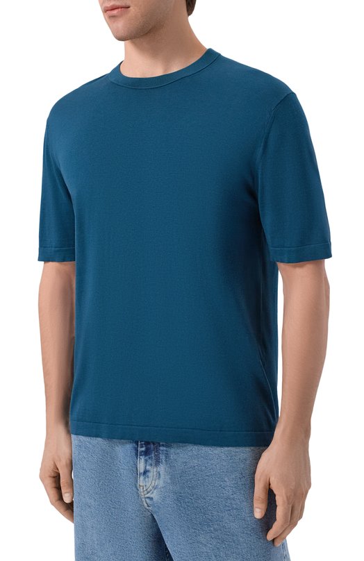 Джемпер из шелка и хлопка 12 STOREEZ 136314 Синий  136314 Фото 3