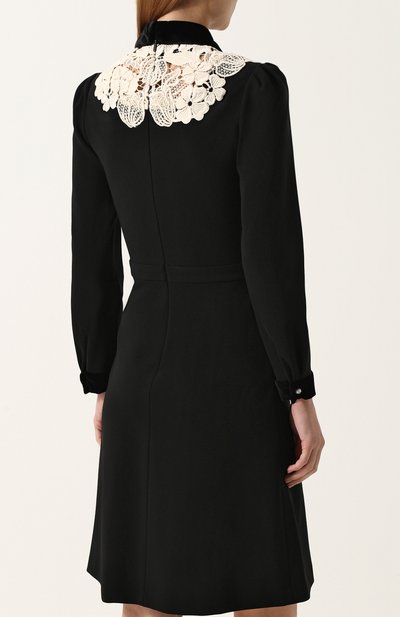 Приталенное платье-миди с контрастной кружевной вставкой GUCCI, арт. 479516/X9B44, фото 4