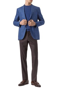 Мужской пиджак из шерсти и шелка CORNELIANI синего цвета, арт. 256018-2516200 | Фото 3 (Материал внешний: Шерсть; Рукава: Длинные; Драгоценные камни: Проставлено; Длина (для топов): Стандартные; Материал сплава: Проставлено; Случай: Повседневный; Пиджаки М: Приталенный; Стили: Кэжуэл; 1-2-бортные: Однобортные)