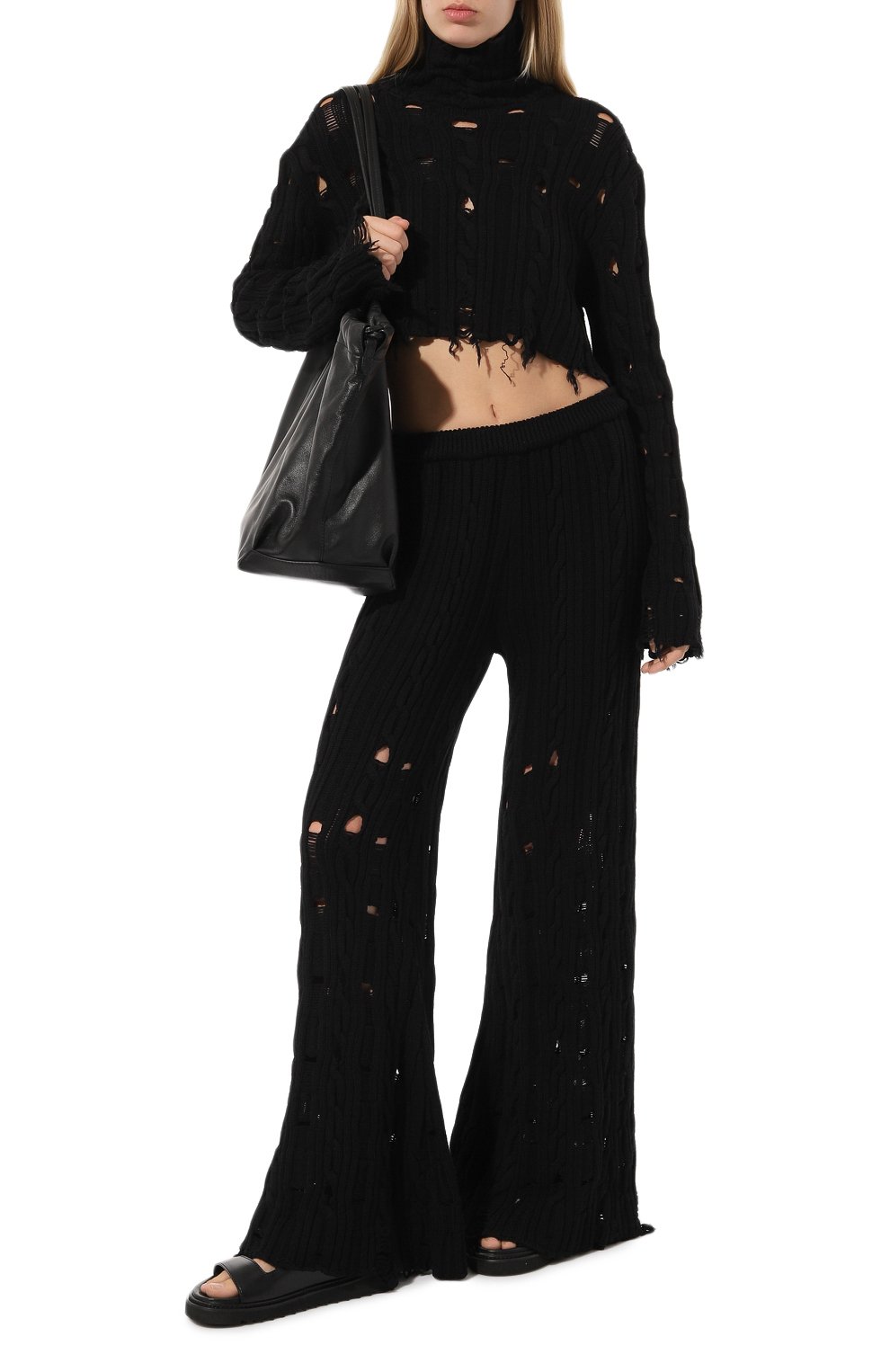 Шерстяные брюки AND THE BRAND черного цвета по цене 55050 руб., арт. W24-P030-0702-900, фото 2 Шерстяные брюки AND THE BRAND, арт. W24-P030-0702-900, фото 2