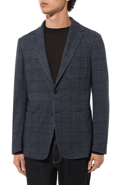 Пиджак из шерсти и хлопка CANALI темно-синего цвета по цене 117500 руб., арт. J0147/JJ02554, фото 3 Пиджак из шерсти и хлопка CANALI, арт. J0147/JJ02554, фото 3