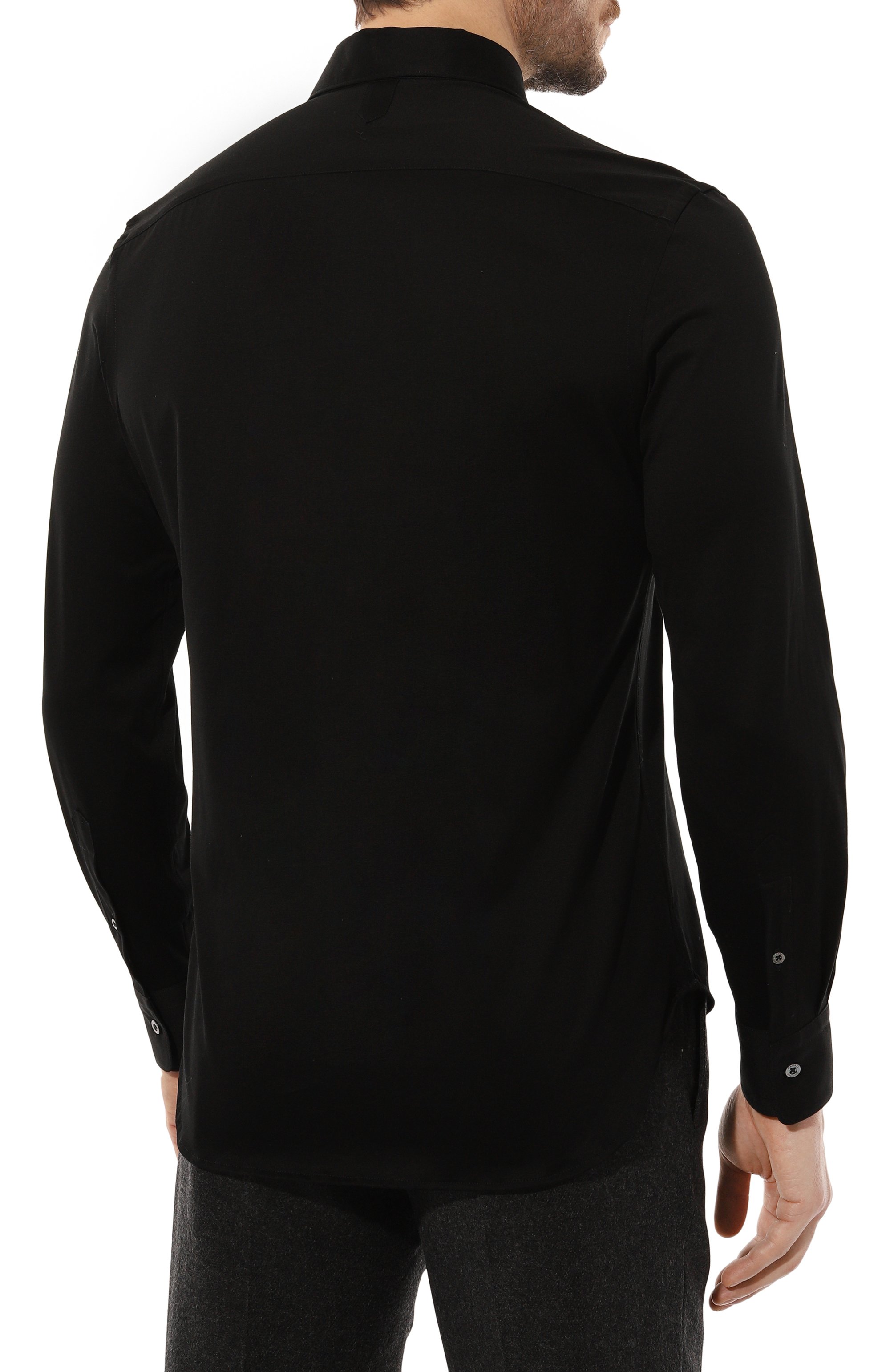 Хлопковая рубашка CANALI черного цвета по цене 33600 руб., арт. CSL7077/GN02310, фото 4 Хлопковая рубашка CANALI, арт. CSL7077/GN02310, фото 4