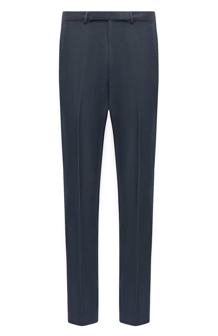 Мужские брюки из шерсти и льна ZEGNA синего цвета, арт. 521F00A5/75TB126 | Фото 1 (Случай: Повседневный; Материал внешний: Шерсть, Лен; Стили: Кэжуэл; Длина (брюки, джинсы): Стандартные; Автоматизация состава: Проставлено; Автоматизация ТО: Проставлено)