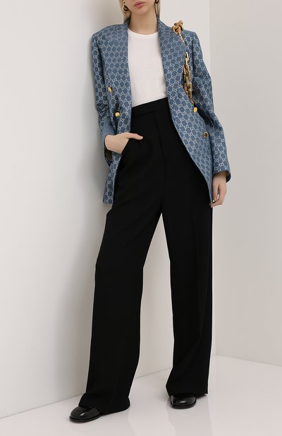 Жакет из шерсти и шелка GUCCI синего цвета по цене 299500 руб., арт. 619763/ZAD7L, фото 2 Жакет из шерсти и шелка GUCCI, арт. 619763/ZAD7L, фото 2