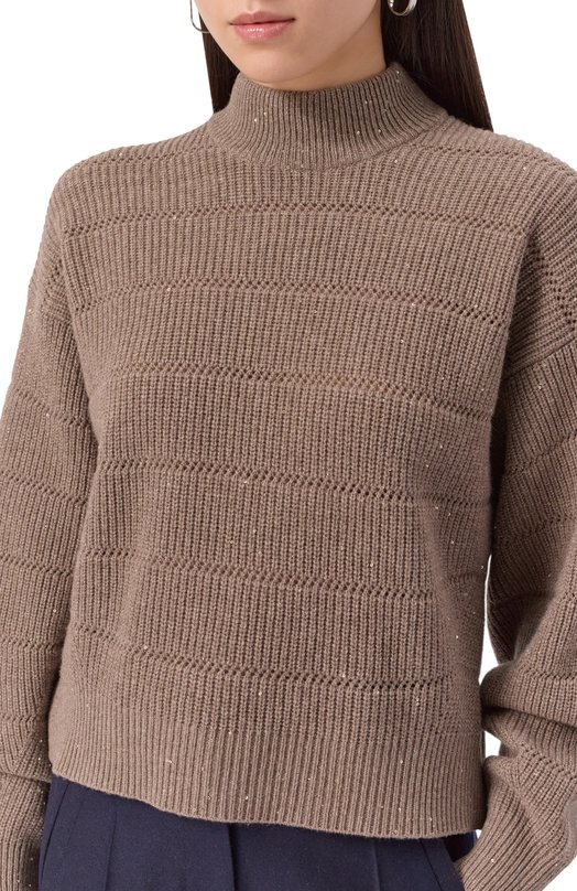 Свитер из кашемира и шерсти Brunello Cucinelli MBM738204P Бежевый  MBM738204P Фото 5