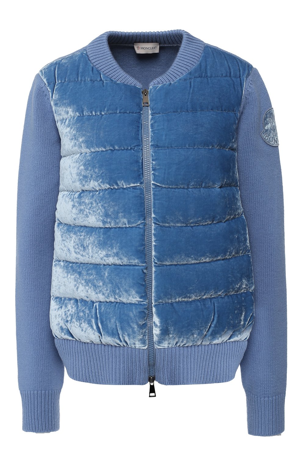 Бомбер из смеси шерсти и кашемира MONCLER голубого цвета по цене 69000 руб., арт. D2-093-94908-00-948AE, фото 1 Бомбер из смеси шерсти и кашемира MONCLER, арт. D2-093-94908-00-948AE, фото 1