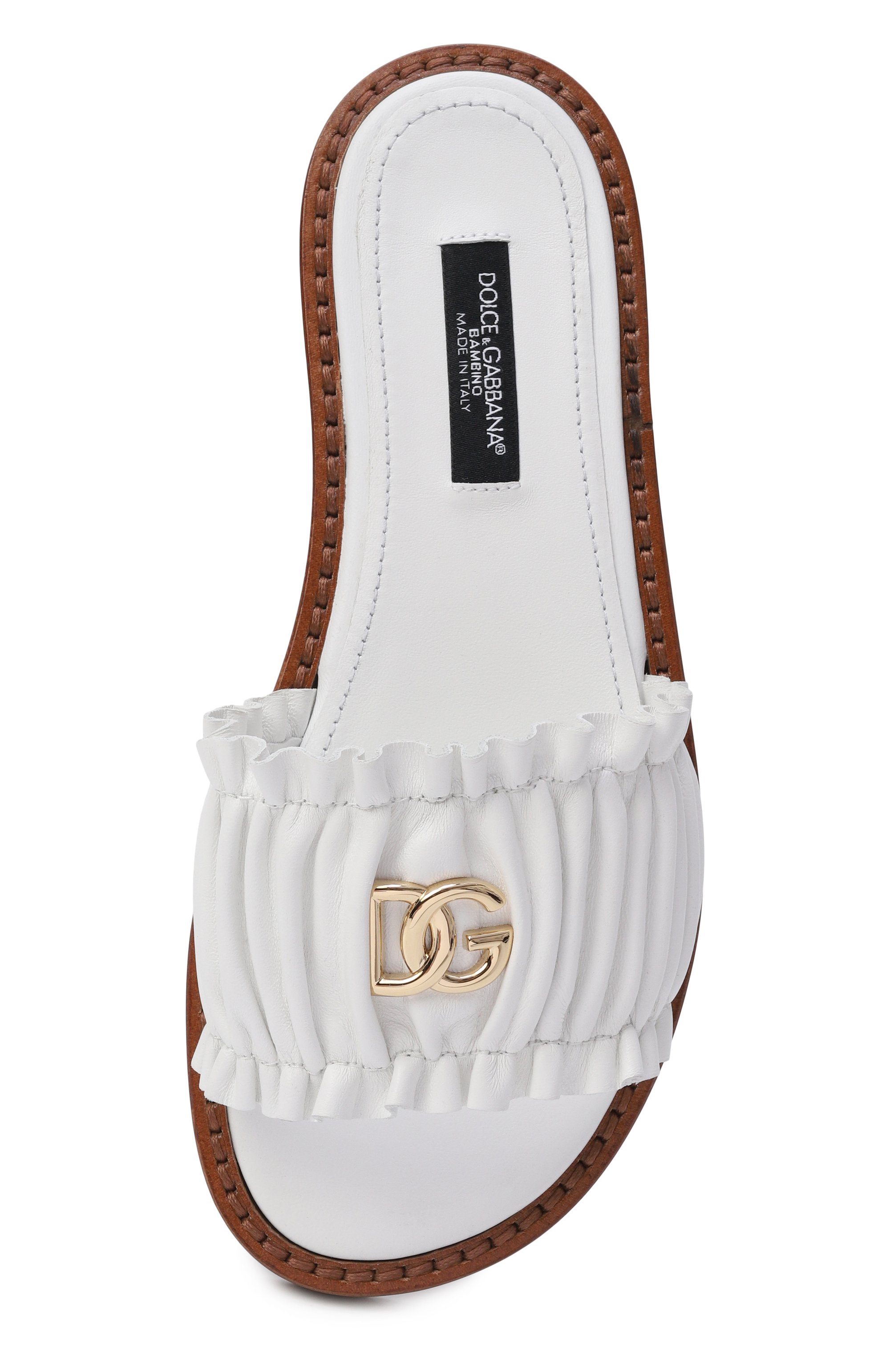 Кожаные шлепанцы DOLCE & GABBANA белого цвета по цене 45300 руб., арт. D11373/A1850, фото 4 Кожаные шлепанцы DOLCE & GABBANA, арт. D11373/A1850, фото 4