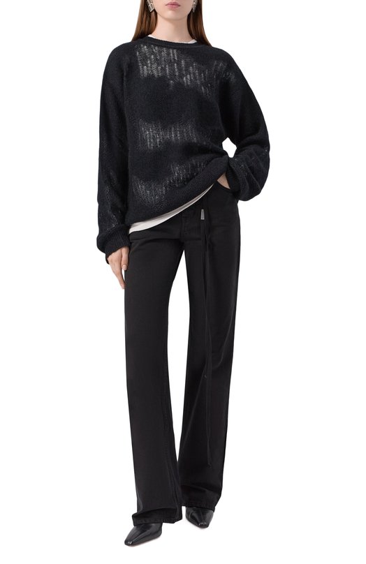 Свитер из шерсти и шелка Ann Demeulemeester B0013196/KN070 Чёрный  B0013196/KN070 Фото 2