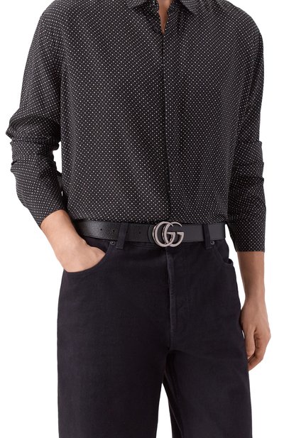 Двусторонний ремень GUCCI черного цвета по цене 74200 руб., арт. 838593/FAEWZ, фото 3 Двусторонний ремень GUCCI, арт. 838593/FAEWZ, фото 3