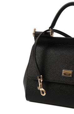 Женская сумка sicily small DOLCE & GABBANA черного цвета, арт. BB9003_BE9003_BI9003/A1001_1_ | Фото 3 (Драгоценные камни: Проставлено; Материал сплава: Проставлено; Ремень/цепочка: На ремешке; Материал: Натуральная кожа; Сумки-технические: Сумки top-handle; Размер: small)