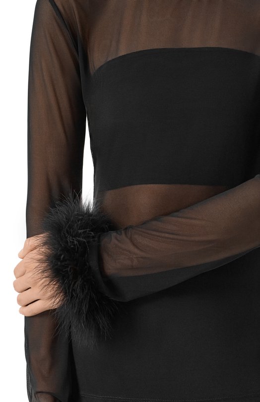 Топ с отделкой перьями Mugler 25F3T00829595 Чёрный  25F3T00829595 Фото 5