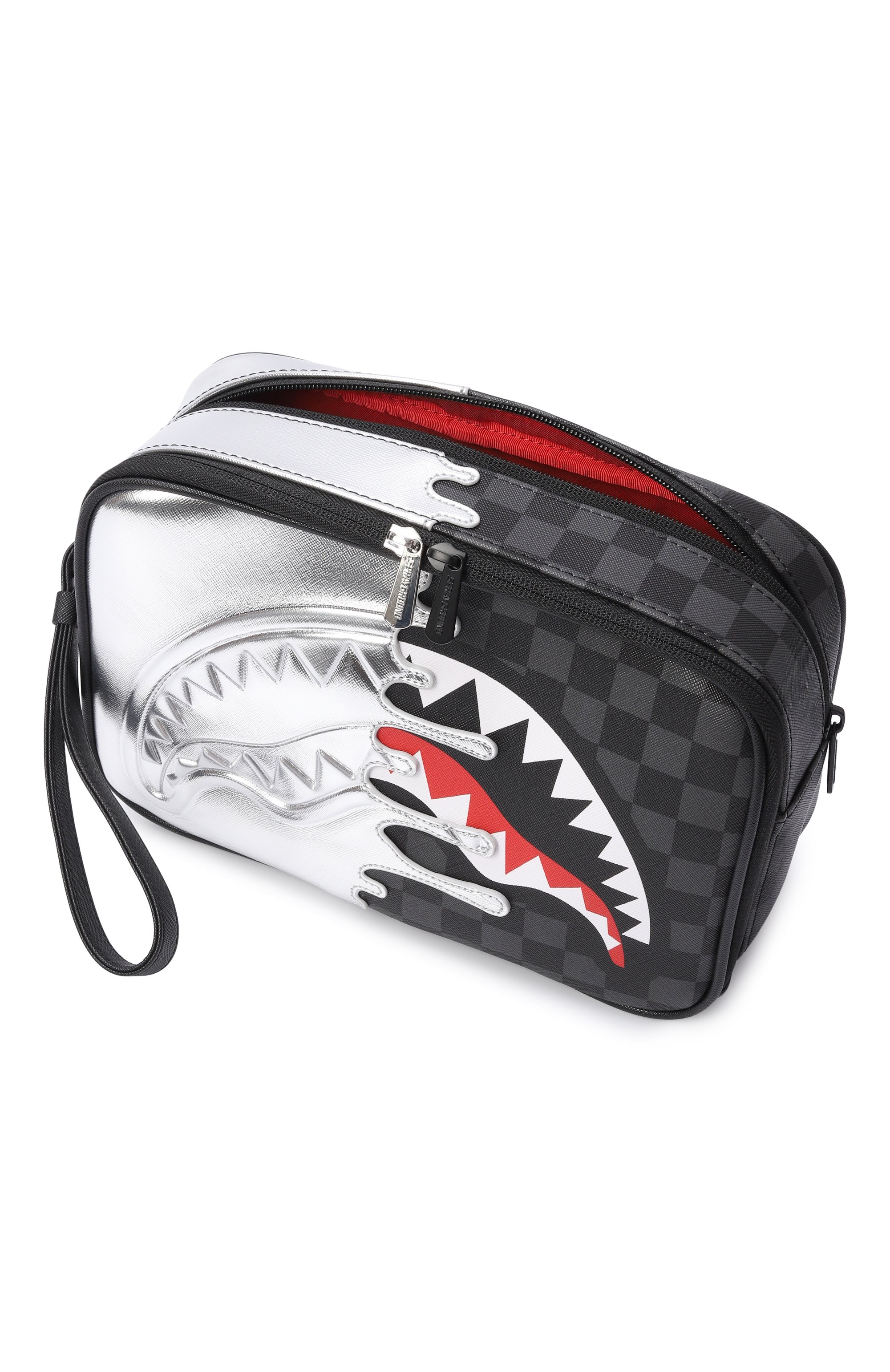 Косметичка silver side drip black check SPRAYGROUND серебряного цвета по цене 13200 руб., арт. 910B8928NSZ/SILVER SIDE DRIP BLACK CHECK BRICK T0I, фото 3 Косметичка silver side drip black check SPRAYGROUND, арт. 910B8928NSZ/SILVER SIDE DRIP BLACK CHECK BRICK T0I, фото 3