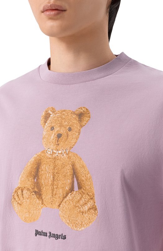 Хлопковая футболка Palm Angels PMAA109S26JER00A Фиолетовый  PMAA109S26JER00A Фото 5