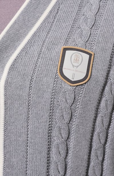 Хлопковый кардиган BRUNELLO CUCINELLI серого цвета по цене 154000 руб., арт. M28707906T, фото 5 Хлопковый кардиган BRUNELLO CUCINELLI, арт. M28707906T, фото 5