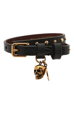 Женский кожаный браслет ALEXANDER MCQUEEN черного цвета, арт. 630990/1AAA3 | Фото 1 (Материал: Кожа; Региональные ограничения белый список (Axapta Mercury): Не проставлено; Нос: Не проставлено)