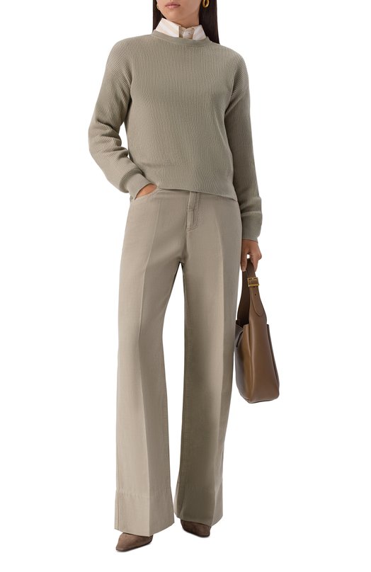 Брюки из хлопка и льна Brunello Cucinelli ML996P5992 Хаки  ML996P5992 Фото 2