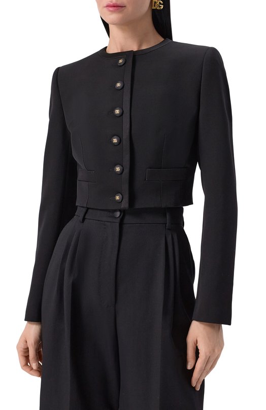 Жакет из шерсти и шелка Dolce & Gabbana F27CPT/FUBGE Чёрный  F27CPT/FUBGE Фото 3