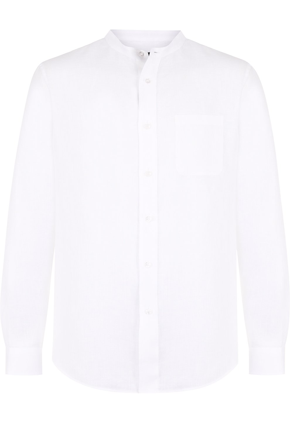 Льняная рубашка с воротником-стойкой GIORGIO ARMANI белого цвета по цене 38800 руб., арт. WSC6QT/WS16C, фото 1 Льняная рубашка с воротником-стойкой GIORGIO ARMANI, арт. WSC6QT/WS16C, фото 1