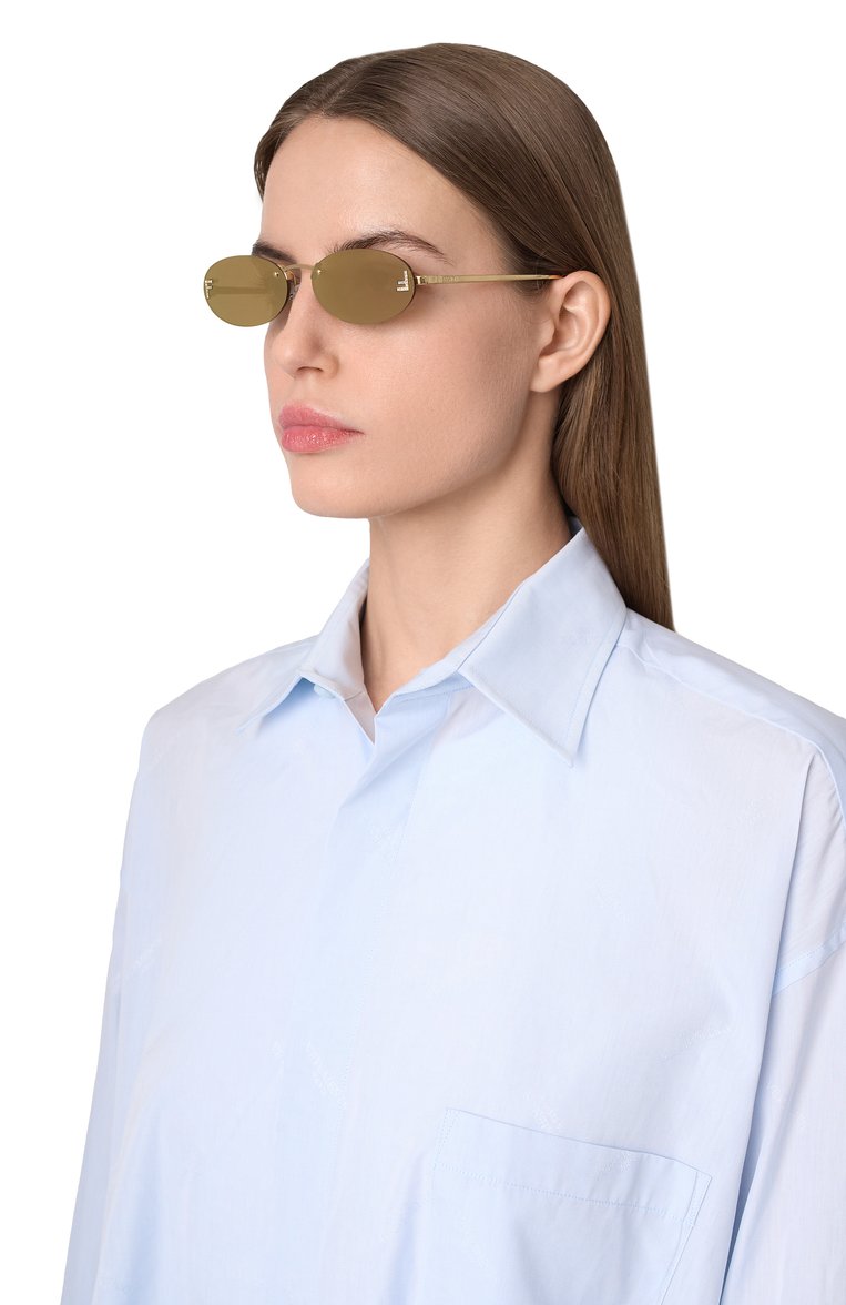 Женские солнцезащитные очки FENDI золотого цвета, арт. FE4075US 30L | Фото 2 (Тип очков: С/з; Материал: Металл; Очки форма: Овальные; Оптика Гендер: оптика-женское)